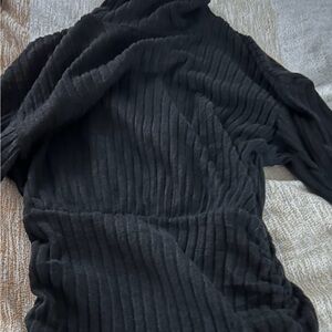 Black Ribbed Knit Dress